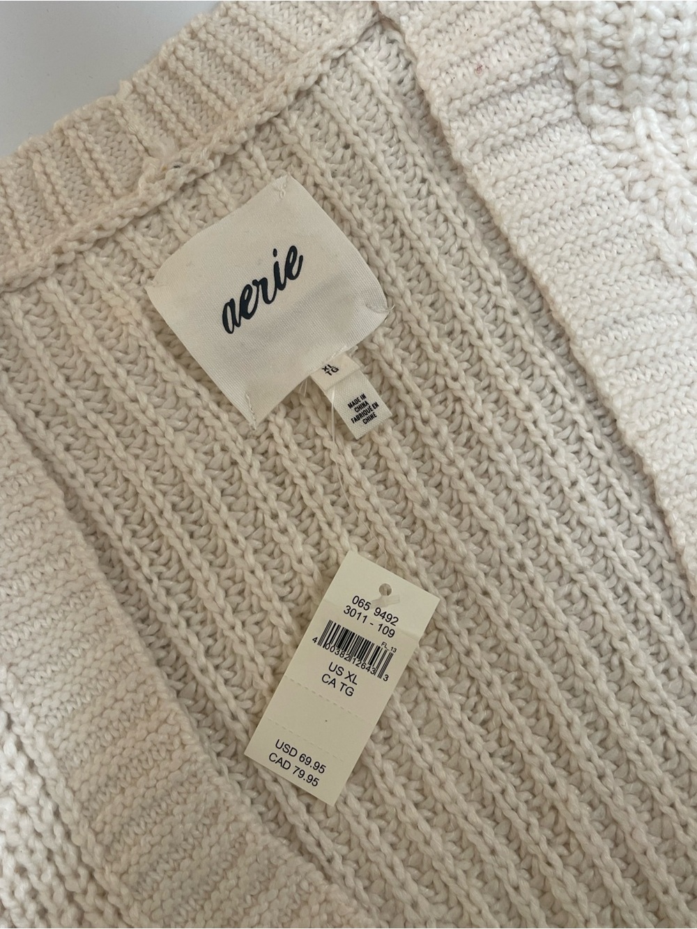 Aerie Oversized Chunky Knit Button Cardigan Cream NWT Size XL - Picture 3 of 5